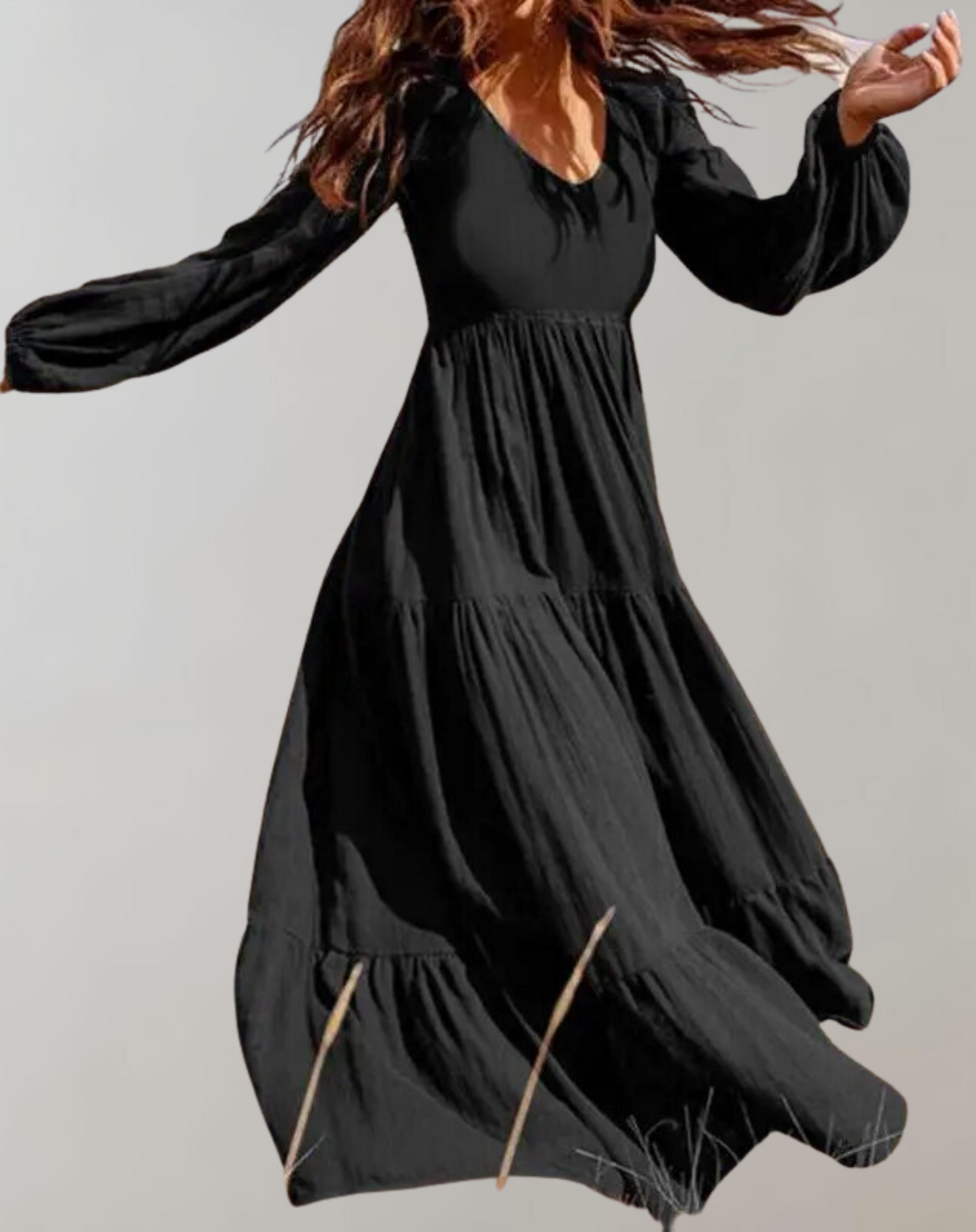 LD Casual maxi-jurk met V-halslijn