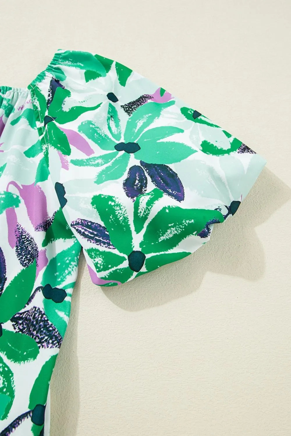 LD | Floral Print Gathered vierkante hals Loose-fit mini-jurk