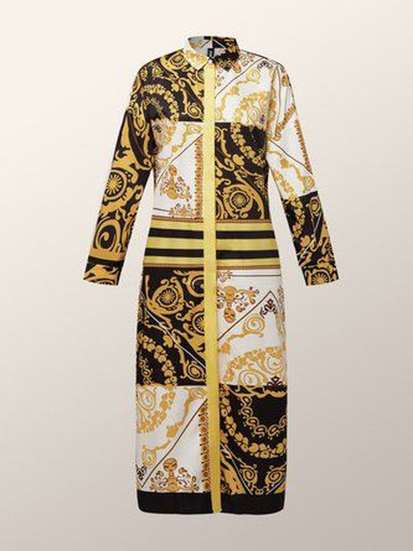 LD | Groovy V-hals maxi jurk met lange mouwen