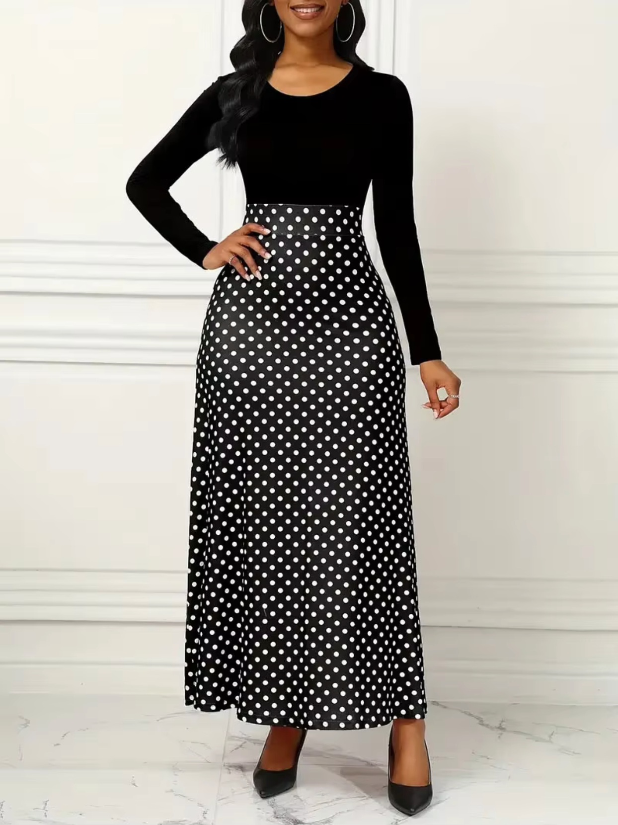 LD | Maxi jurk met stippenprint voor dames