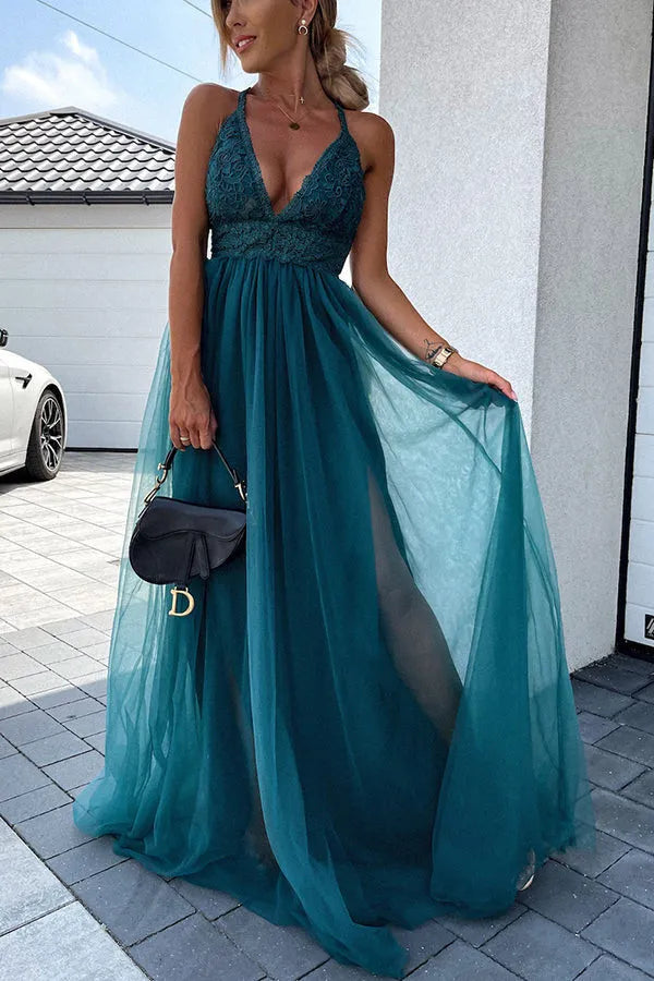 LD | Geplooide maxi jurk zonder rug