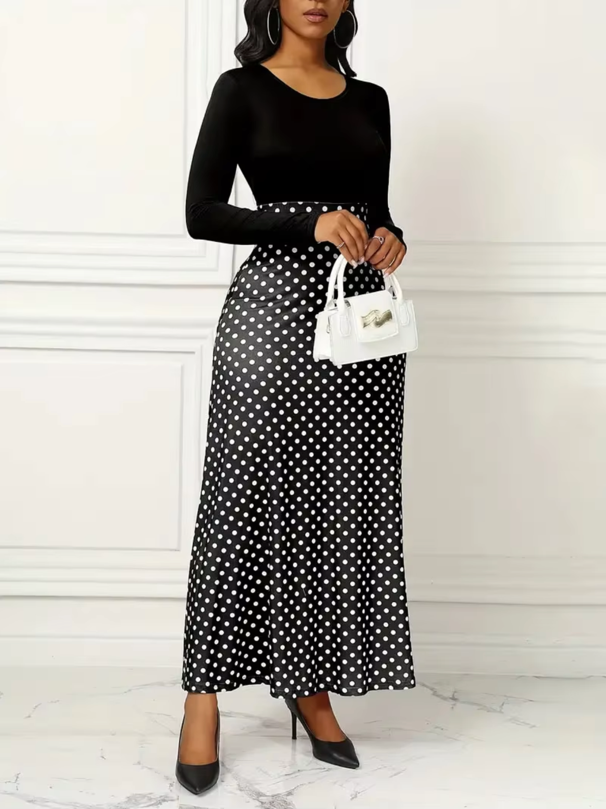 LD | Maxi jurk met stippenprint voor dames