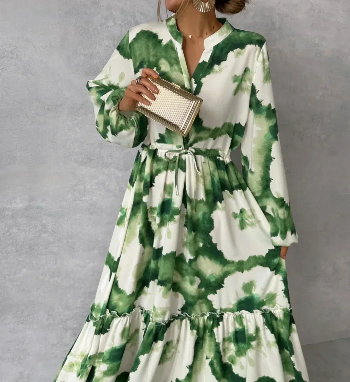LD | Cerena - Elegante maxi jurk met lange mouwen