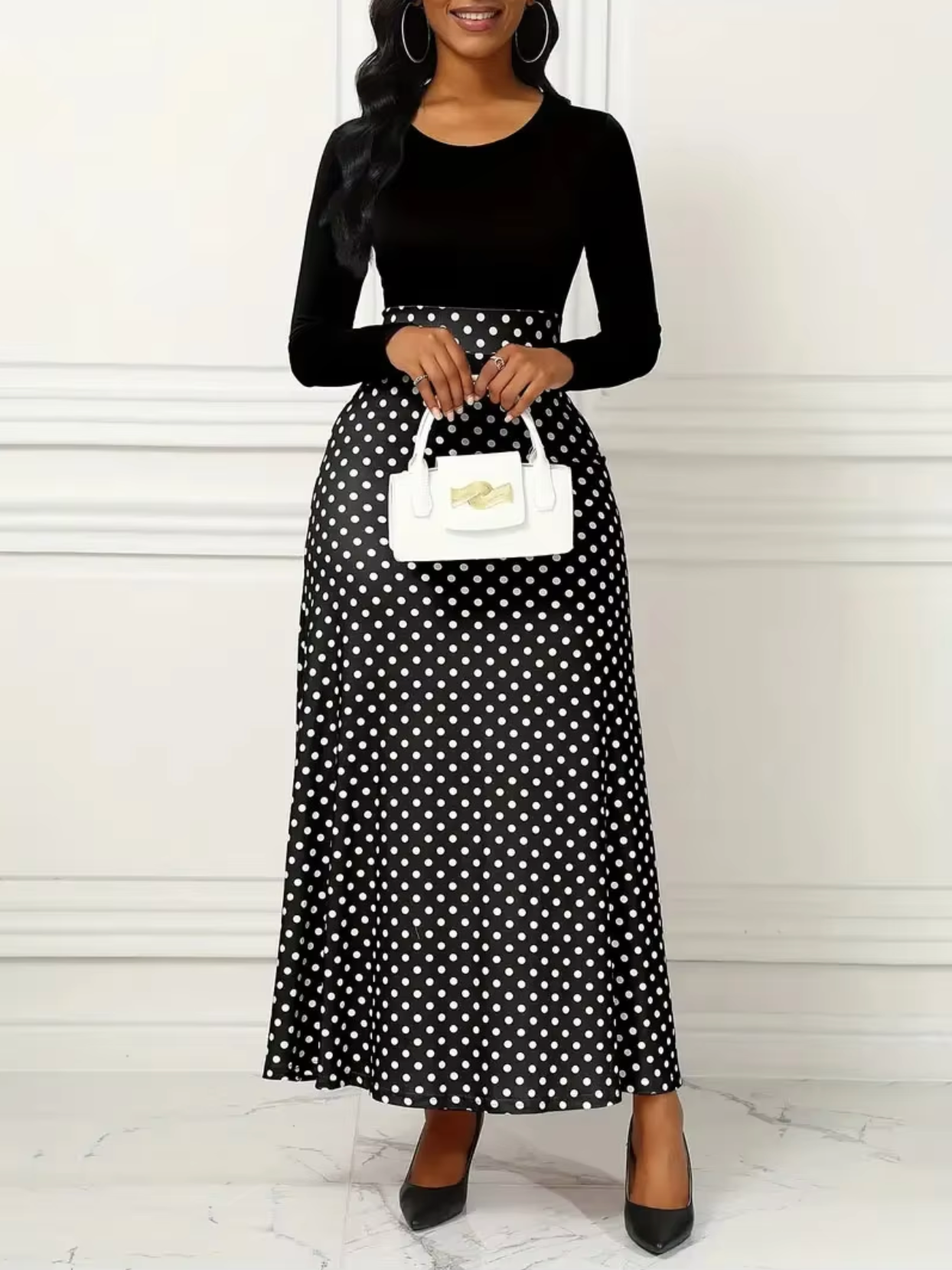 LD | Maxi jurk met stippenprint voor dames