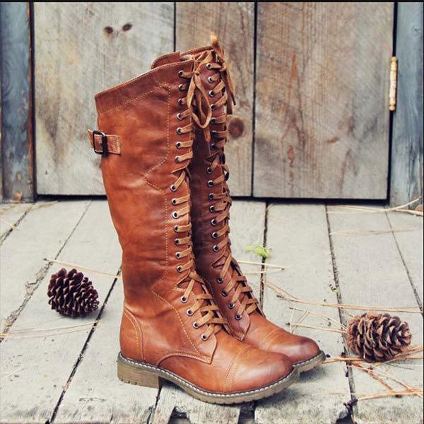 LD | Vintage kniehoge veterlaarzen