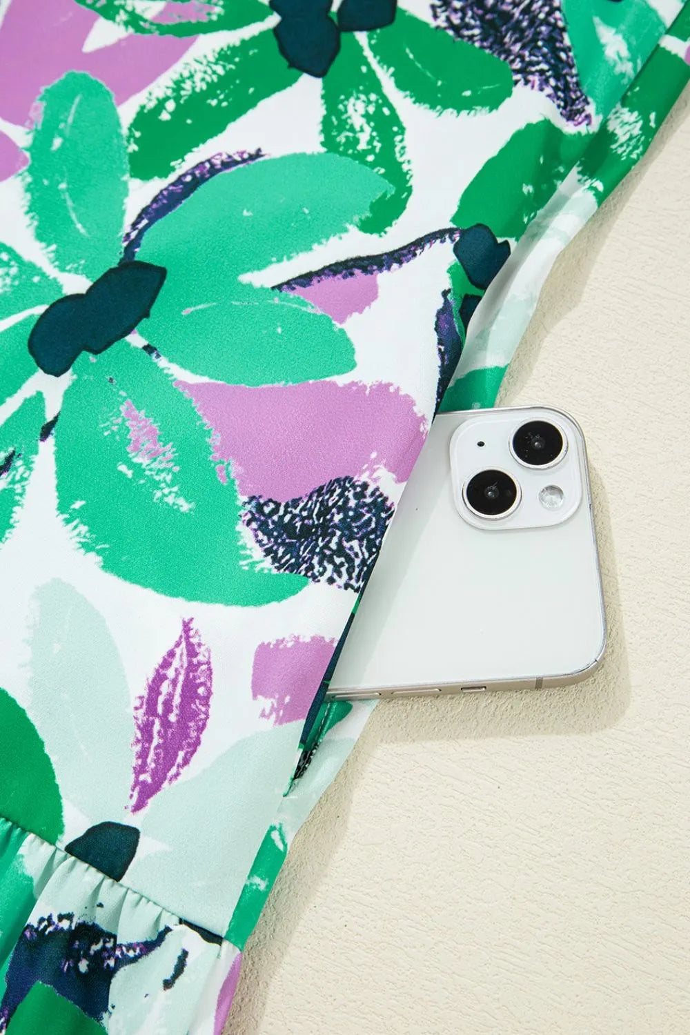 LD | Floral Print Gathered vierkante hals Loose-fit mini-jurk