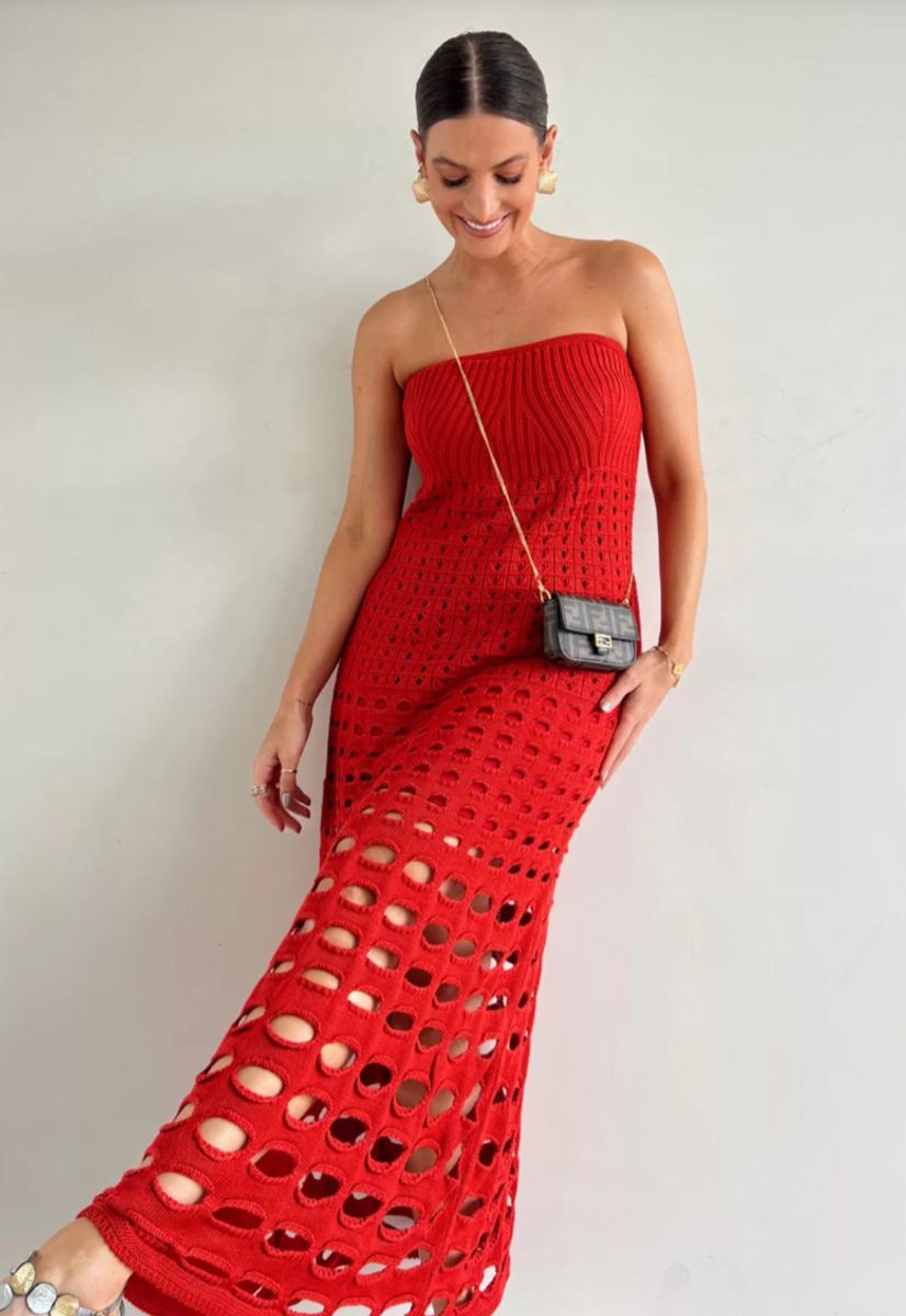 LD Rustieke off-the-shoulder maxi-jurk met patchwork en uitsnijdingen