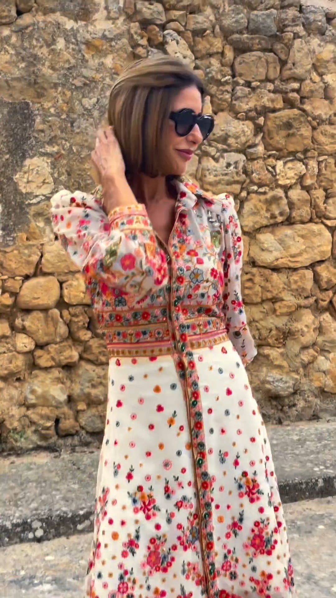LD | Elegante maxi jurk met bloemenprint en kraag