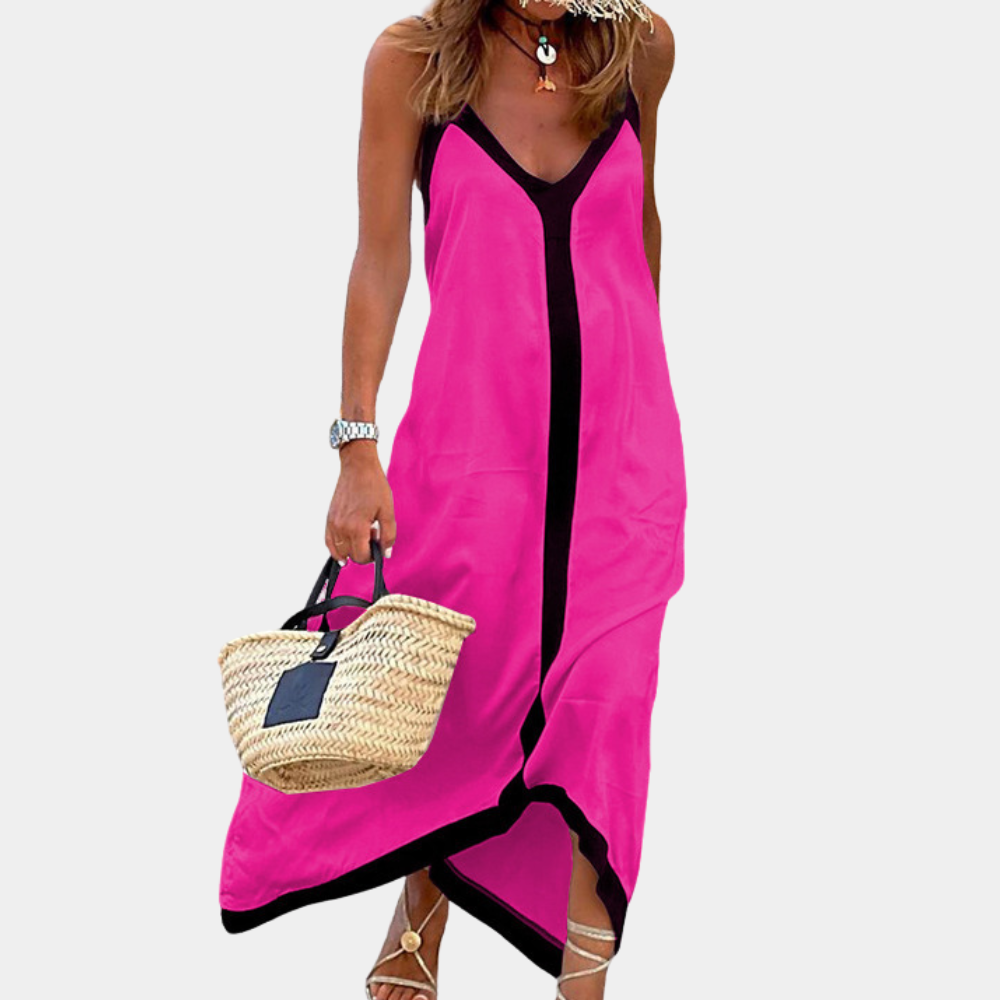 LD Dames zomer maxi jurk met spaghetti bandjes