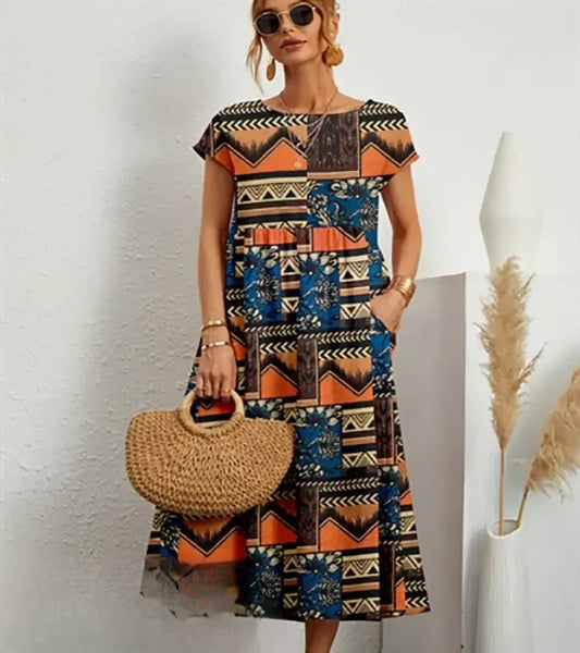LD | Elegante midi-jurk met bloemenprint