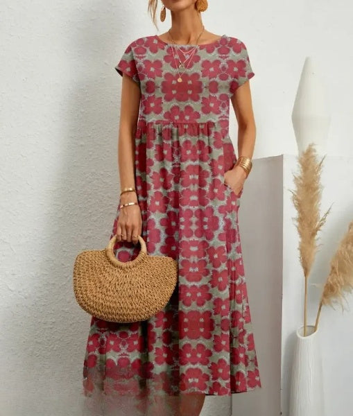 LD | Elegante midi-jurk met bloemenprint