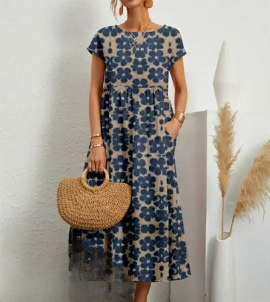 LD | Elegante midi-jurk met bloemenprint