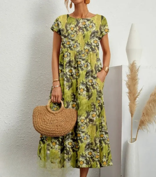 LD | Elegante midi-jurk met bloemenprint