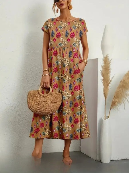 LD | Elegante midi-jurk met bloemenprint