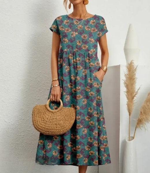 LD | Elegante midi-jurk met bloemenprint