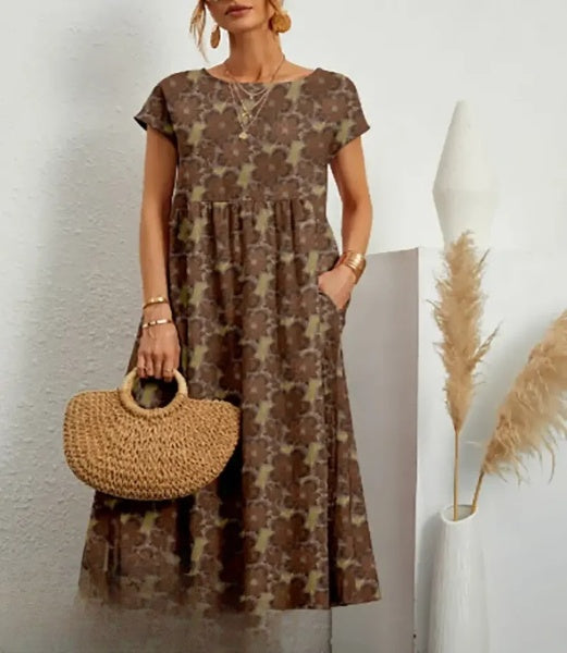 LD | Elegante midi-jurk met bloemenprint
