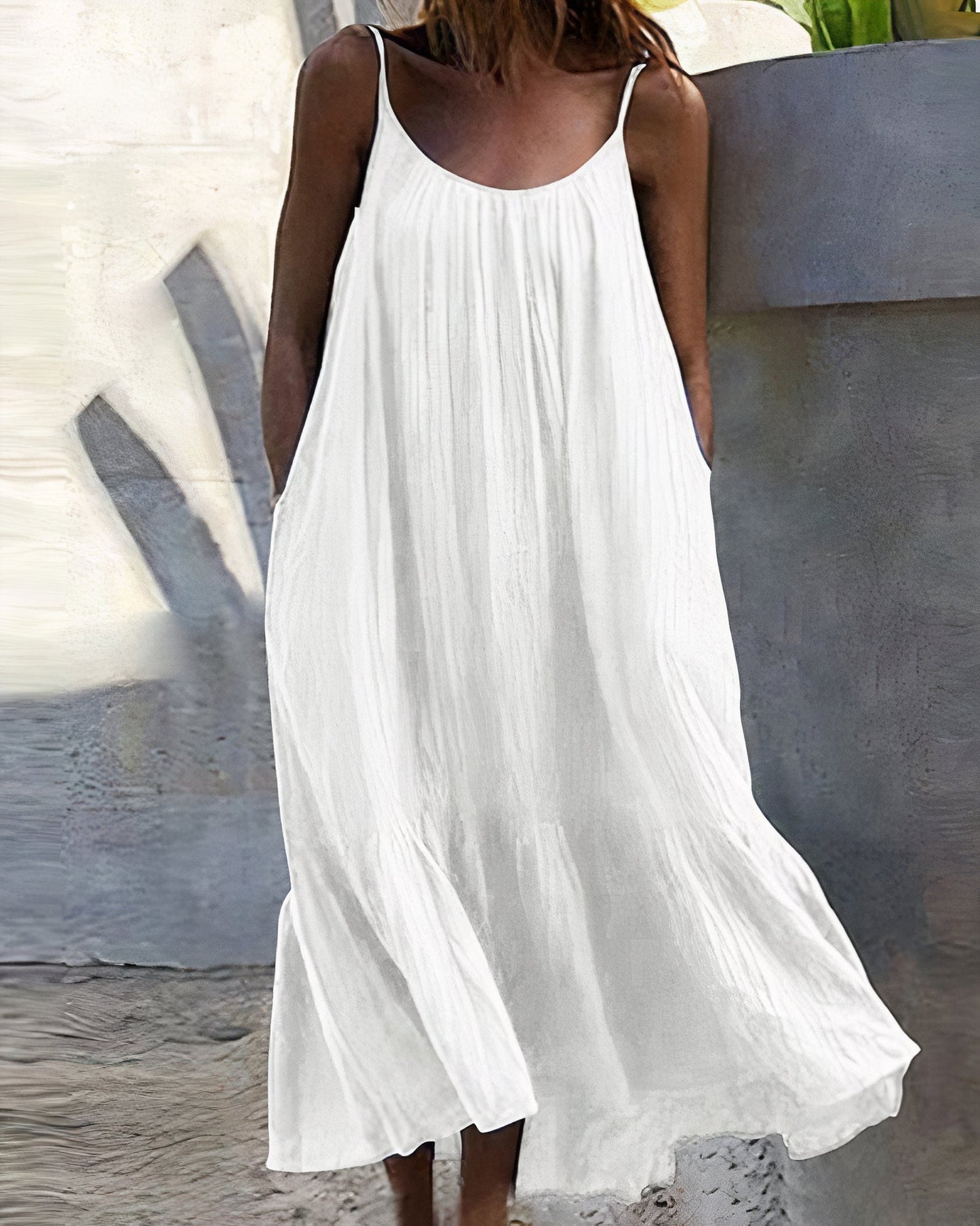 LD Eenvoudige mouwloze midi-jurk