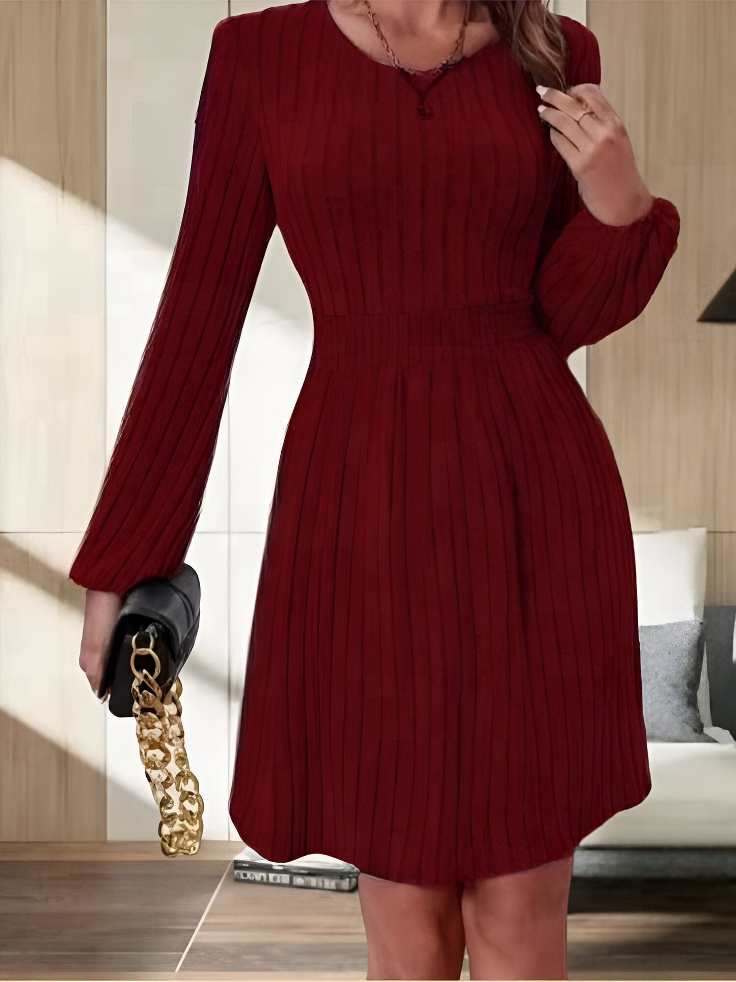 LD | Elegante midi-jurk van gebreide stof