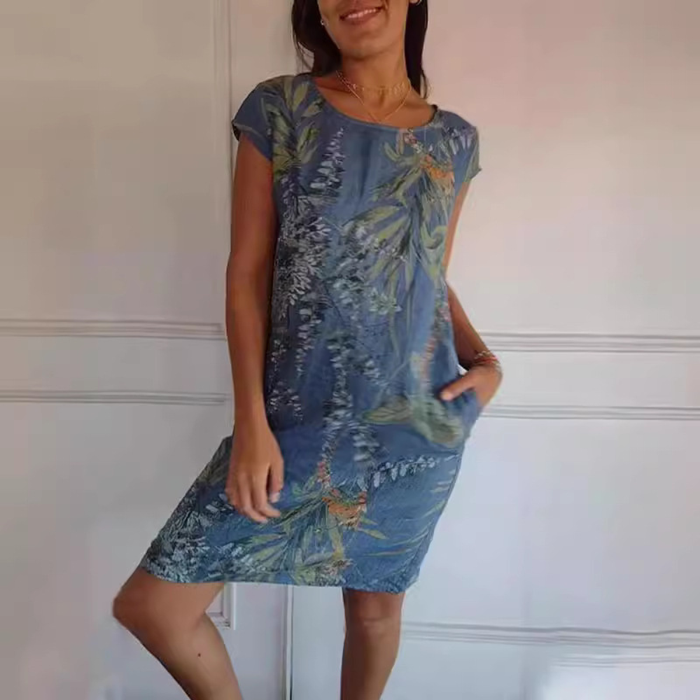 Comfortabele jurk met ronde halslijn