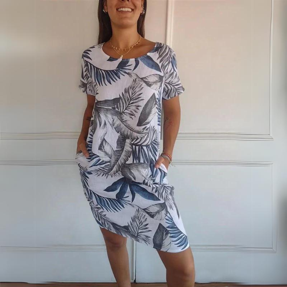 Comfortabele jurk met ronde halslijn