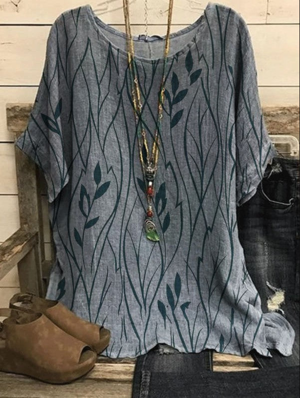 LD | Elegante blouse met bladprint