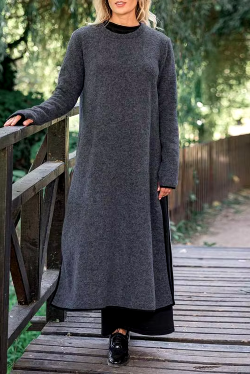 LD | Gezellige maxi jurk in een gelaagde look