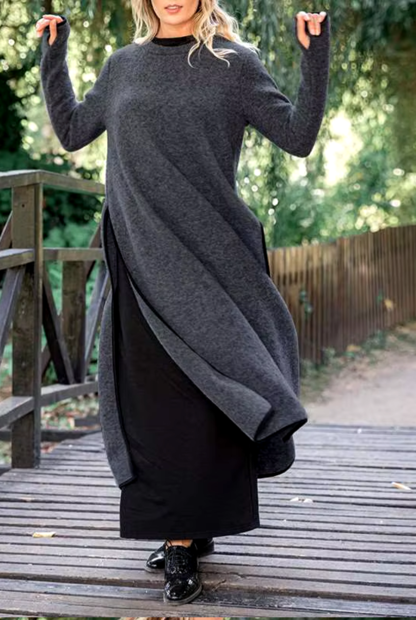 LD | Gezellige maxi jurk in een gelaagde look
