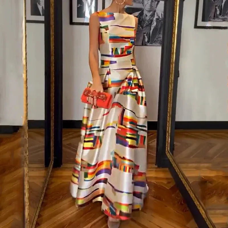 LD | maxi jurk zomermode elegante vintage print