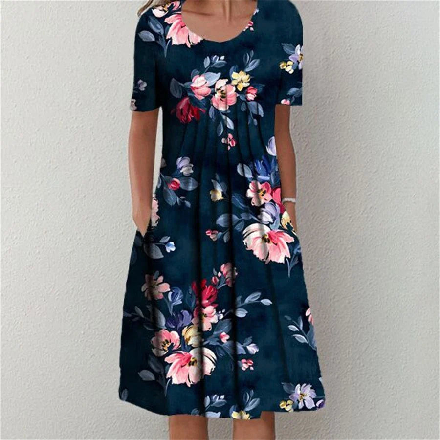 LD Jurk Vrouwen Casual Temperament Jurk Vrouwen Korte Mouwen Losse Jurken Weekend Vakantie