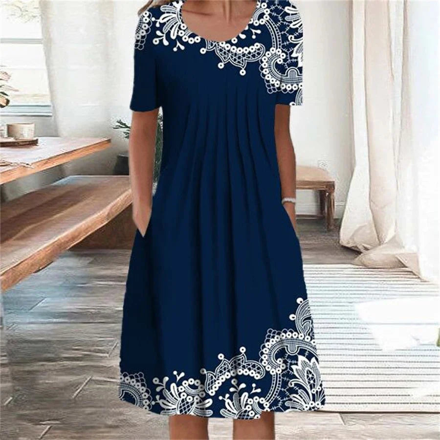 LD Jurk Vrouwen Casual Temperament Jurk Vrouwen Korte Mouwen Losse Jurken Weekend Vakantie