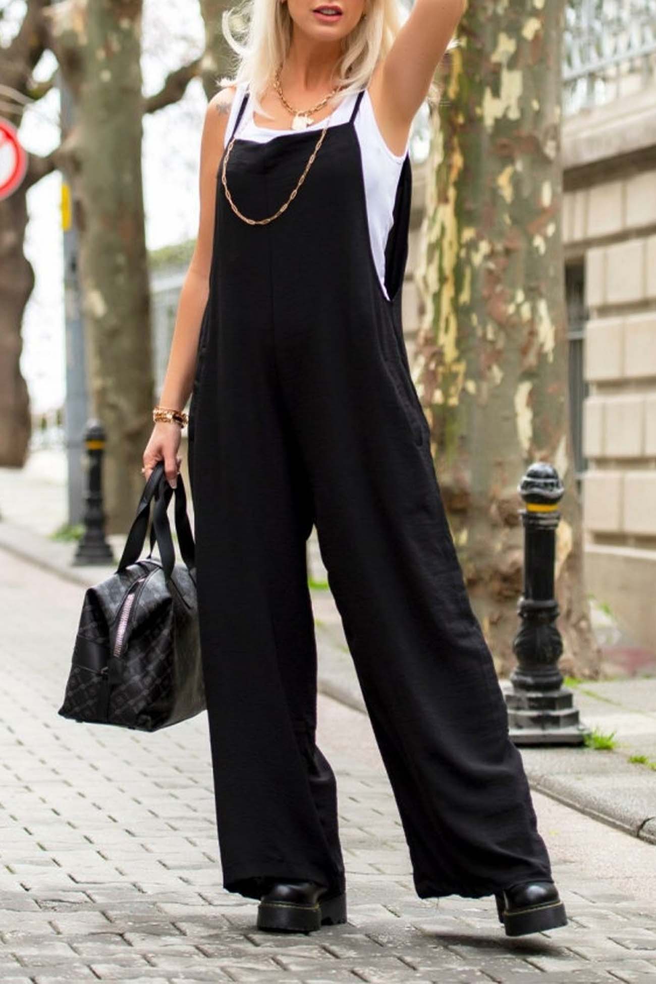 LD | Effen cami overall met wijde pijpen