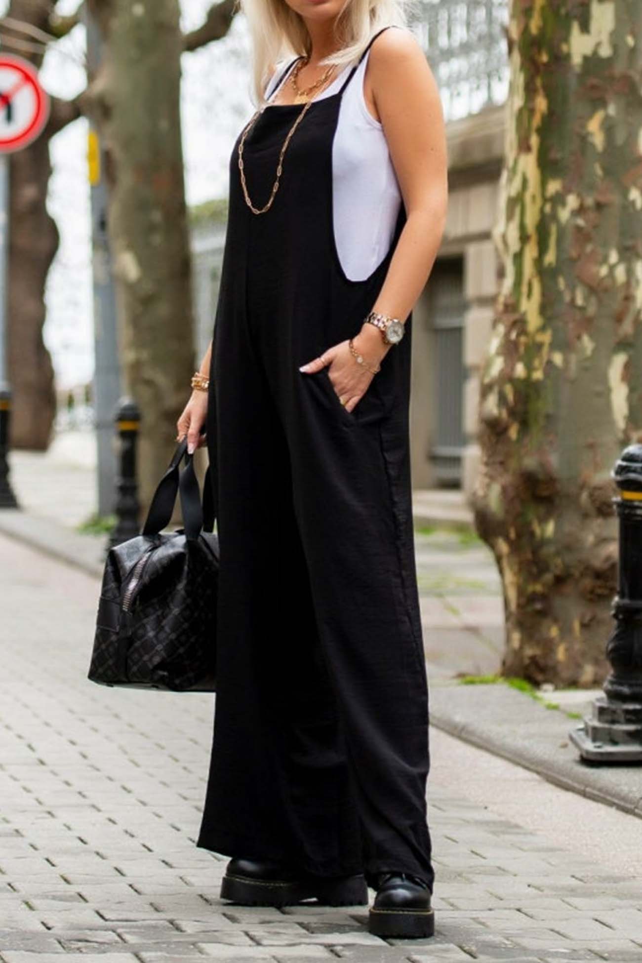 LD | Effen cami overall met wijde pijpen