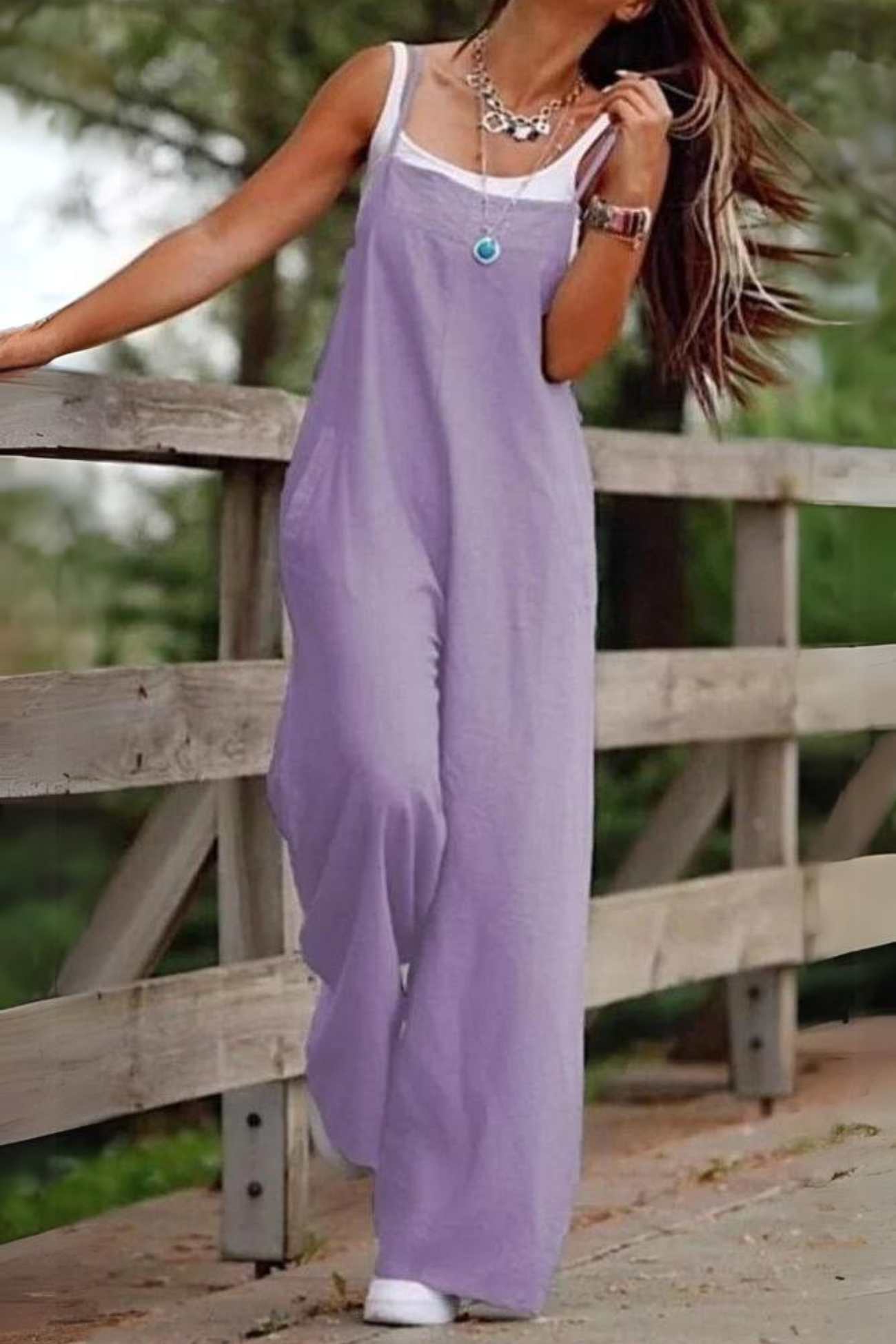 LD | Effen cami overall met wijde pijpen