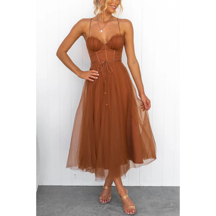 LD | Zomerjurk met spaghettibandjes voor dames | Midi