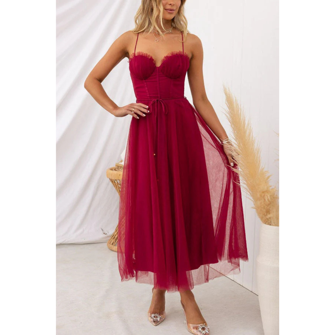 LD | Zomerjurk met spaghettibandjes voor dames | Midi