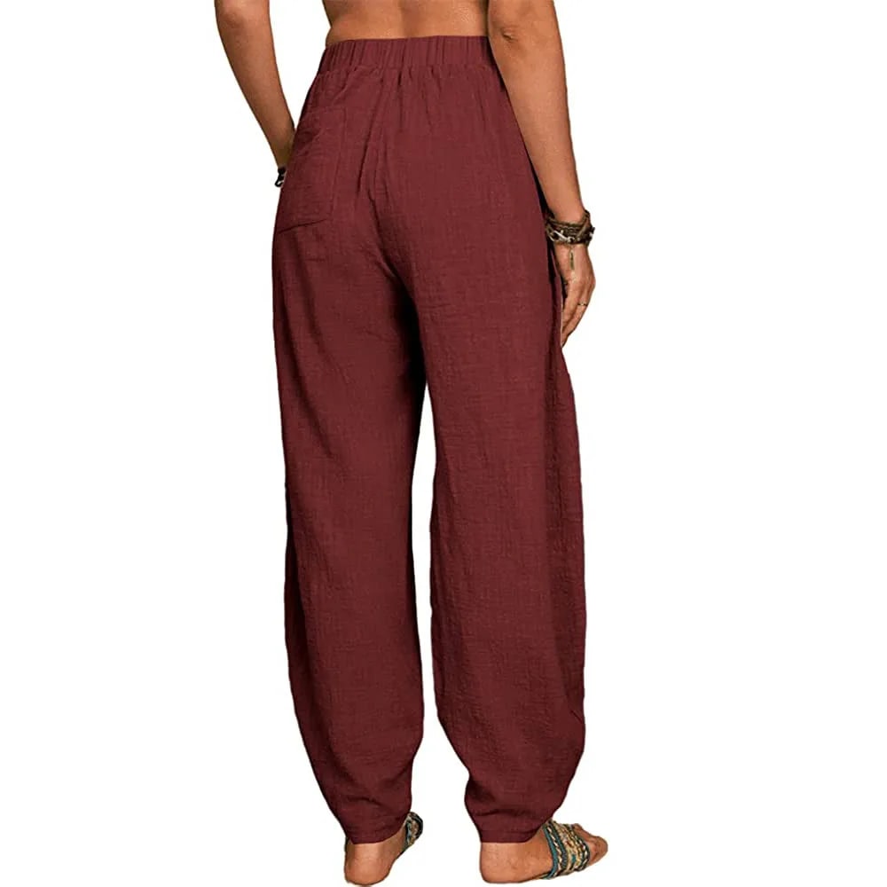 LD | Wijde linnen broek voor dames