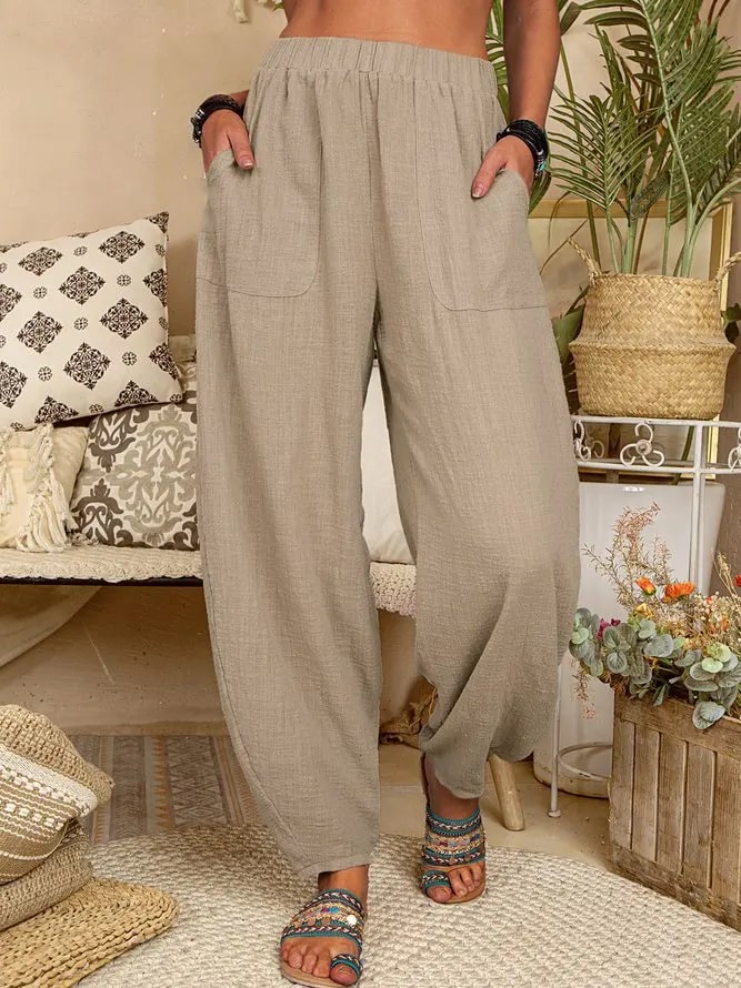 LD | Wijde linnen broek voor dames