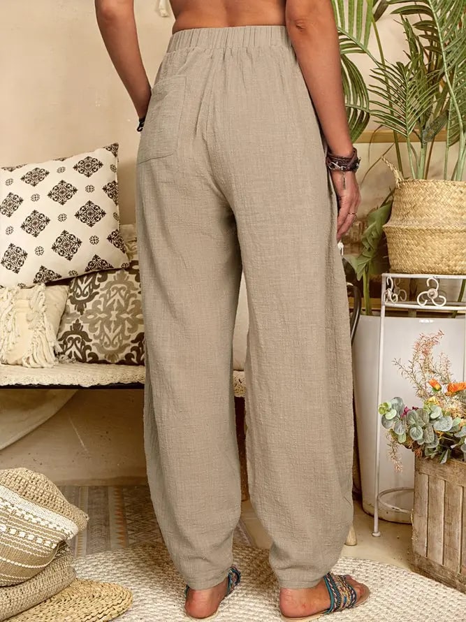 LD | Wijde linnen broek voor dames