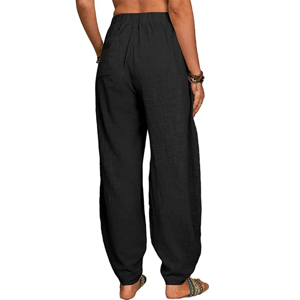 LD | Wijde linnen broek voor dames