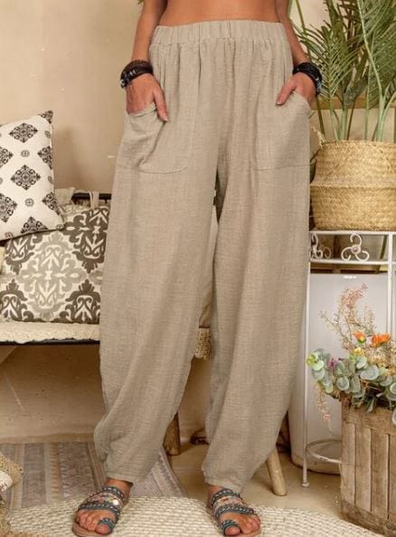 LD | Wijde linnen broek voor dames