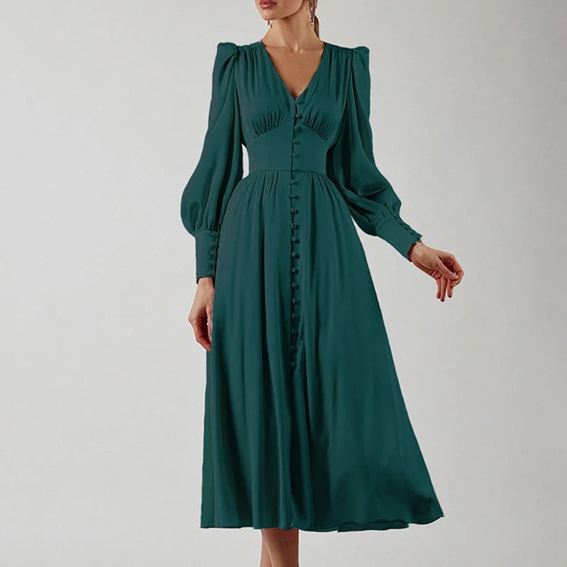 LD | Elegante satijnen midi-jurk met split