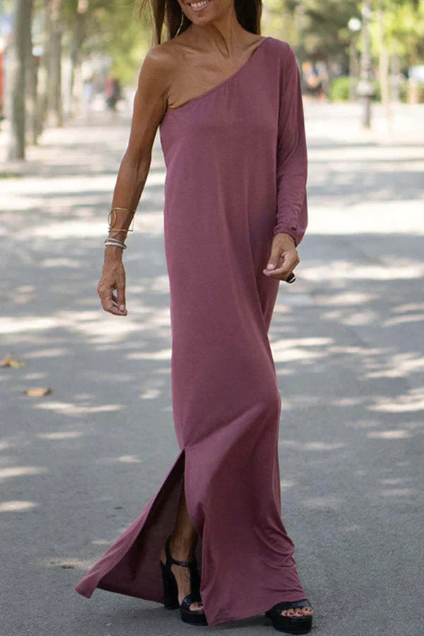 LD | DIxie maxi jurk met één schouderstuk