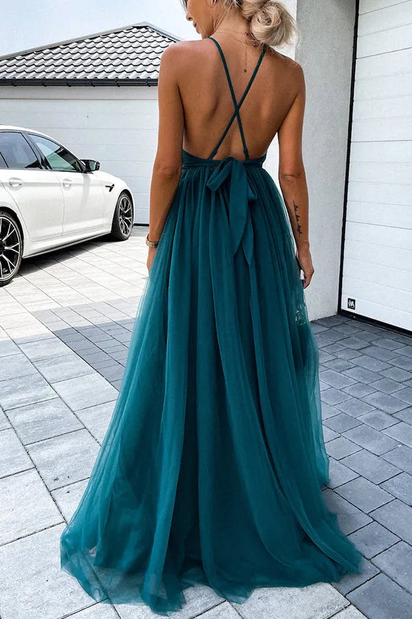 LD | Geplooide maxi jurk zonder rug