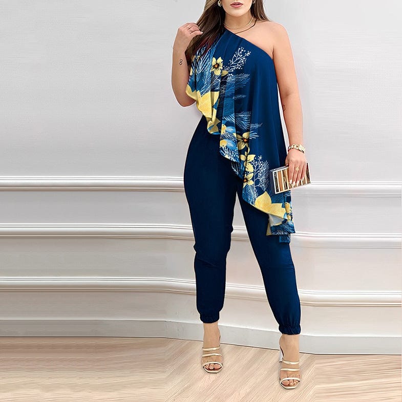 LD | Asymmetrische jumpsuit met ruches