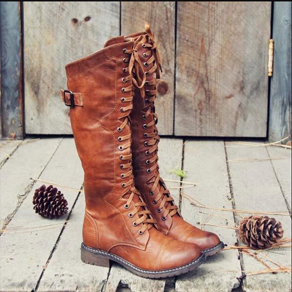 LD | Vintage kniehoge veterlaarzen