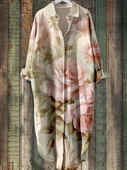 LD | Midi-jurk met knoopjes en bloemenprint