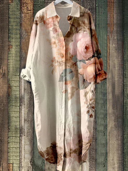LD | Midi-jurk met knoopjes en bloemenprint