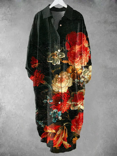 LD | Midi-jurk met knoopjes en bloemenprint