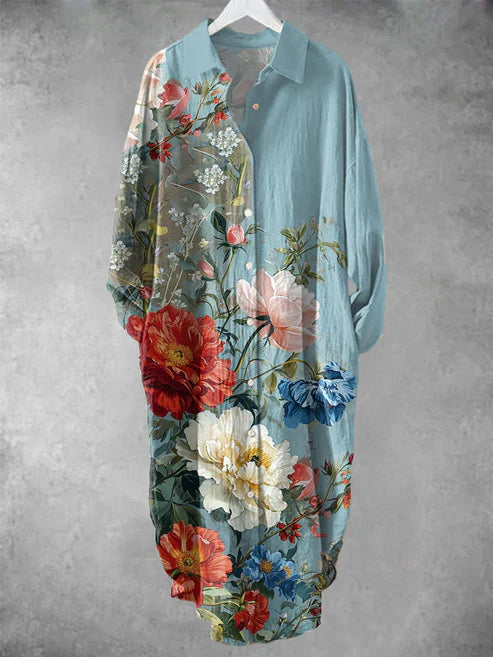 LD | Midi-jurk met knoopjes en bloemenprint