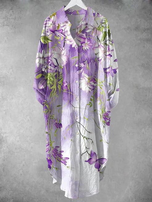 LD | Midi-jurk met knoopjes en bloemenprint